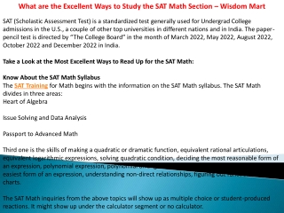 What are the Excellent Ways to Study the SAT Math Section – Wisdom Mart