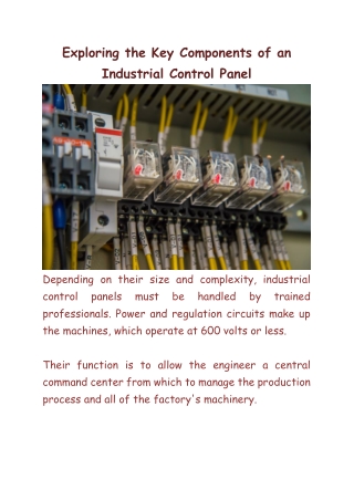 Exploring the Key Components of an Industrial Control Panel -Southern Controls