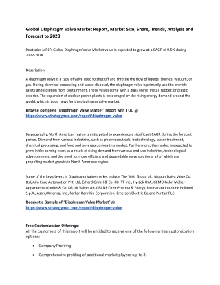 Global Diaphragm Valve Market Report, Market Size, Share, Trends, Analysis