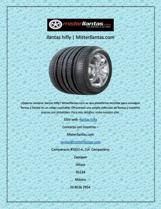 llantas hifly | Misterllantas.com