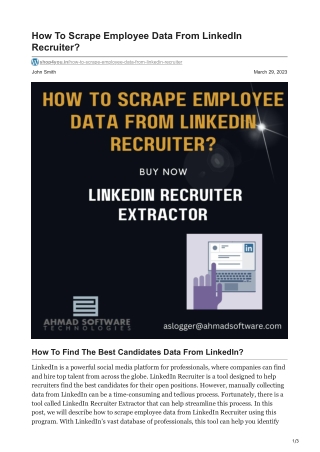 How To Scrape Employee Data From LinkedIn Recruiter