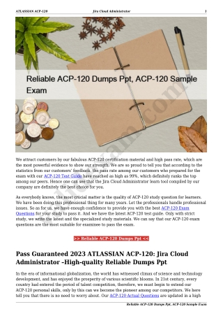Reliable ACP-120 Dumps Ppt, ACP-120 Sample Exam