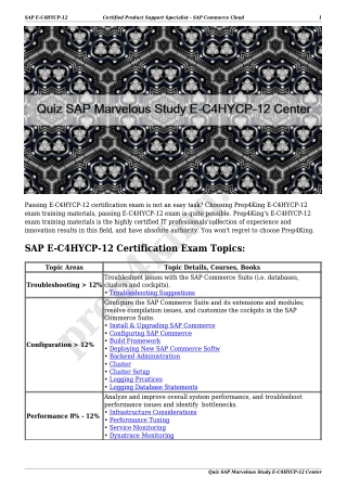 Quiz SAP Marvelous Study E-C4HYCP-12 Center
