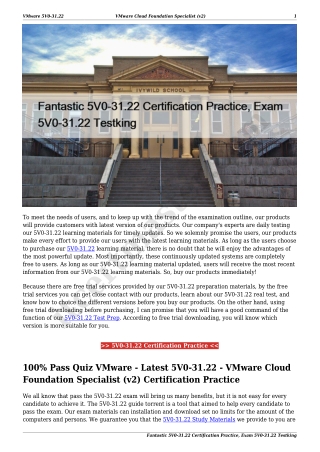 Fantastic 5V0-31.22 Certification Practice, Exam 5V0-31.22 Testking