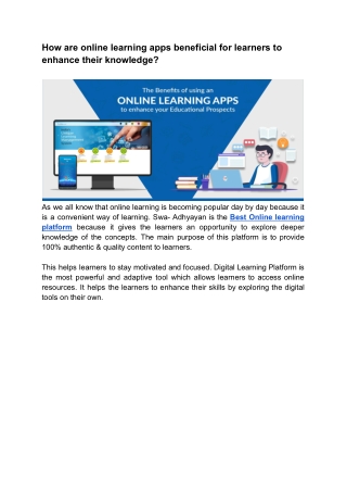 How are online learning apps beneficial for learners to enhance their knowledge