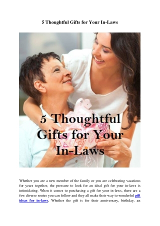 5 Thoughtful Gifts for Your In-Laws