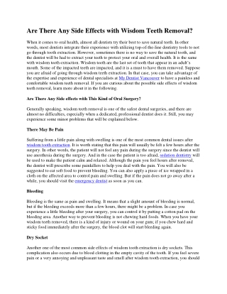 Are There Any Side Effects with Wisdom Teeth Removal