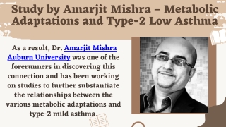 Study by Amarjit Mishra – Metabolic Adaptations and Type-2 Low Asthma