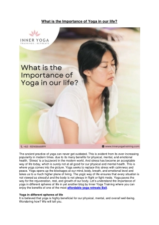 What is the Importance of Yoga in our life?