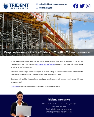 Bespoke Insurance For Scaffolders In The UK - Trident Insurance