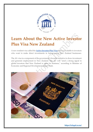 Learn About the New Active Investor Plus Visa New Zealand