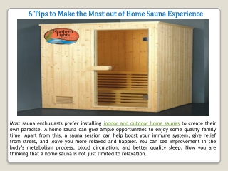 6 Tips to Make the Most out of Home Sauna Experience