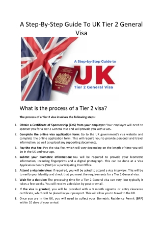 A Step-By-Step Guide To UK Tier 2 General Visa