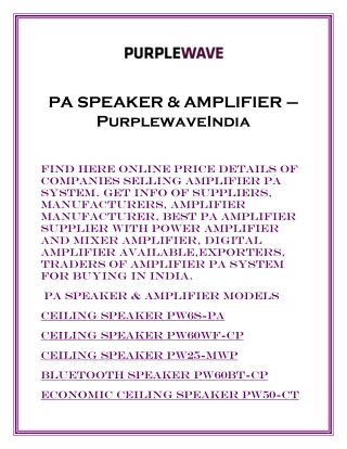 PA SPEAKER & AMPLIFIER – PurplewaveIndia