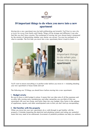 10 important things to do when you move into a new apartment