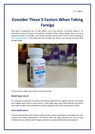 Consider These 5 Factors When Taking Farxiga