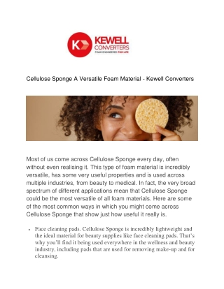 Cellulose Sponge A Versatile Foam Material - Kewell Converters