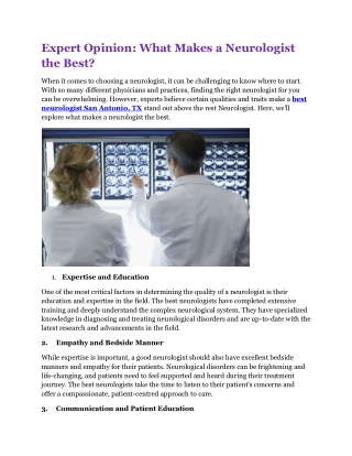 Best Neurologist San Antonio, TX