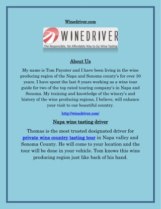 Napa wine driver