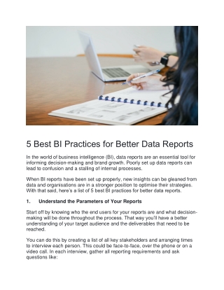 5 Best BI Practices for Better Data Reports - Minerva