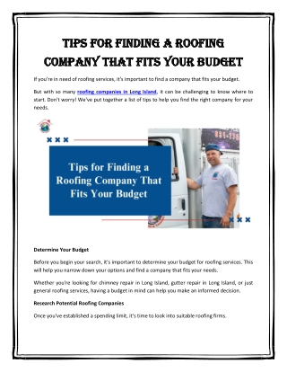 Tips for Finding a Roofing Company That Fits Your Budget