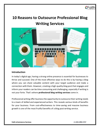 10 Reasons to Outsource Professional Blog Writing Services