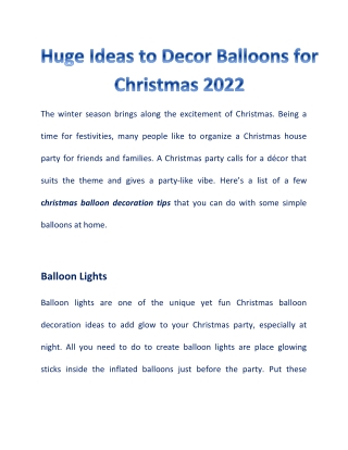 Unique Tips for Christmas Decoration with Balloon