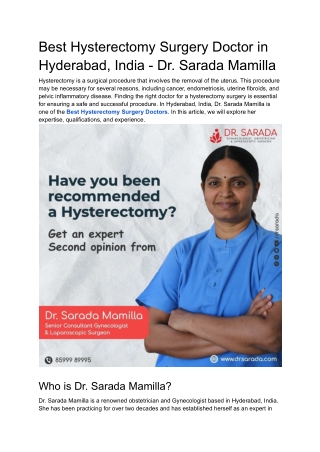 Best Hysterectomy Surgery Doctor in Hyderabad, India - Dr (1)