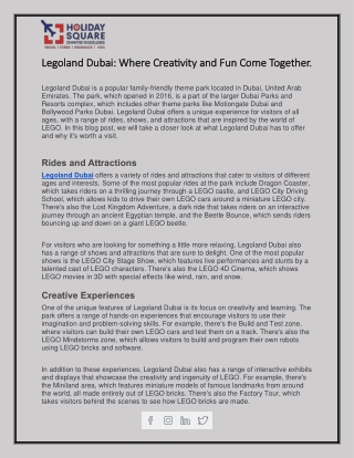 Legoland Dubai: Where Creativity and Fun Come Together