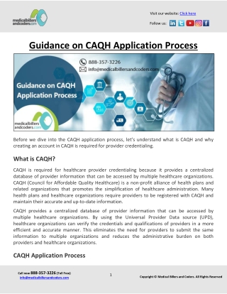 Guidance on CAQH Application Process