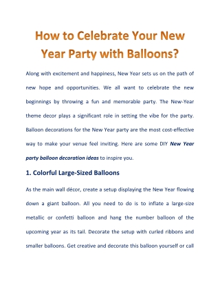 Creative New Year Party Balloon Decoration Ideas