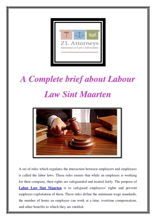 A Complete brief about Labour Law Sint Maarten