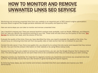 How to Monitor and Remove Unwanted Links SEO Service