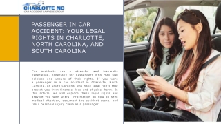 Passenger In Car Accident Your Legal Rights in Charlotte, North Carolina, and South Carolina
