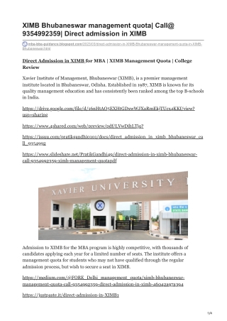 Direct admission in XIMB Bhubaneswar Call@ 9354992359 XIMB management quota