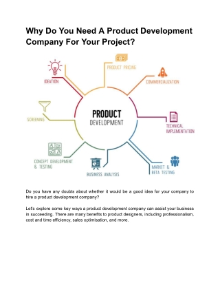 Why Do You Need A Product Development Company For Your Project