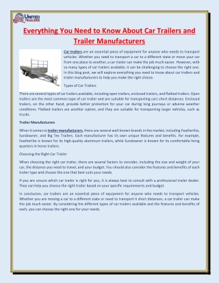 Everything You Need to Know About Car Trailers and Trailer Manufacturers