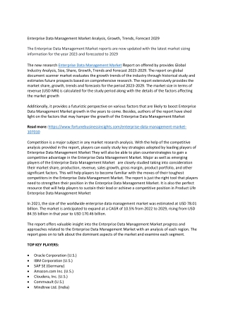 Enterprise Data Management Market