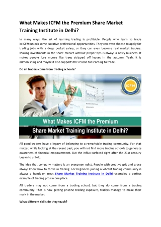 Share Market Training Institute in Delhi