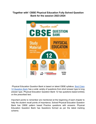 Together with CBSE Physical Education Question Bank with answers for Board Exam