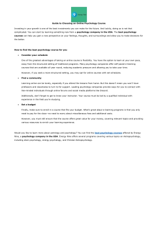 Guide to Choosing an Online Psychology Course