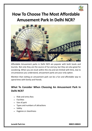 How To Choose The Most Affordable Amusement Park In Delhi NCR