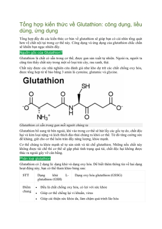 Tổng hợp kiến thức về Glutathion