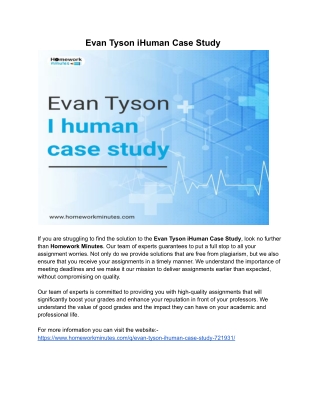 Evan Tyson iHuman Case Study
