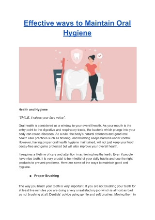 Effective ways to Maintain Oral Hygiene