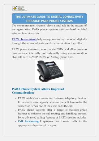 the Ultimate Guide to Digital Connectivity Through PABX  Phone Systems