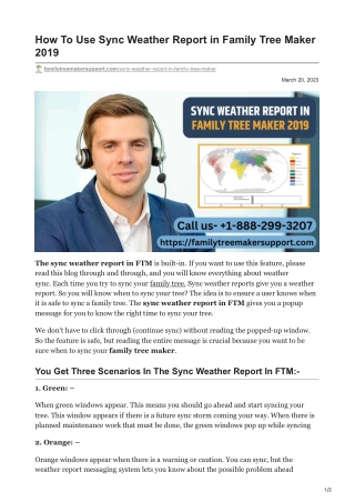 How To Use Sync Weather Report in Family Tree Maker 2019