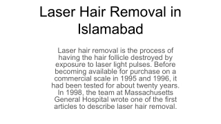 Laser Hair Removal in Islamabad