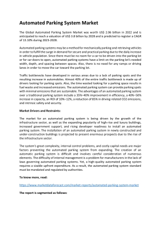 Automated Parking System Market