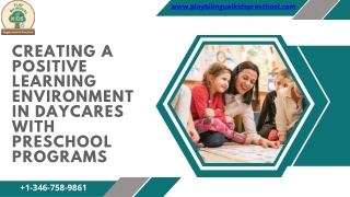 Creating a Positive Learning Environment in Daycares with Preschool Programs